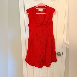 Anthropologie 9-H15 STCL Bright Red Textured Dress